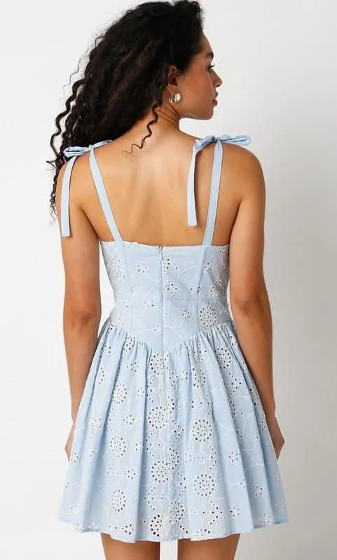 Chateau Blue Eyelet Lace Bustier Dress sold by Boho Pink product image thumbnail 2
