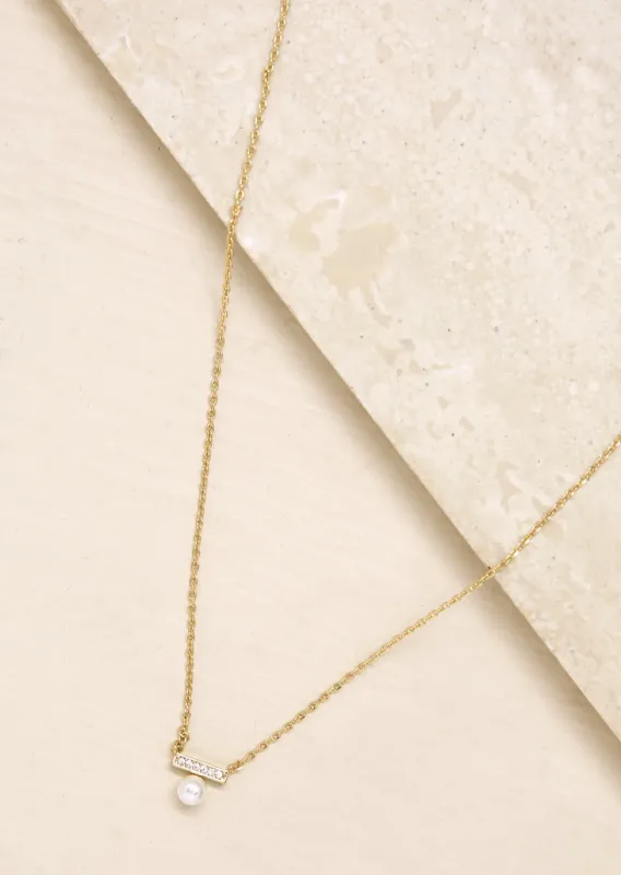 Ettika Pearl and Crystal 18K Gold Plated Pendant Necklace made by Boho Pink