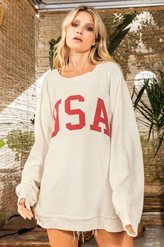 Team USA Cream Graphic Sweatshirt sold by Boho Pink