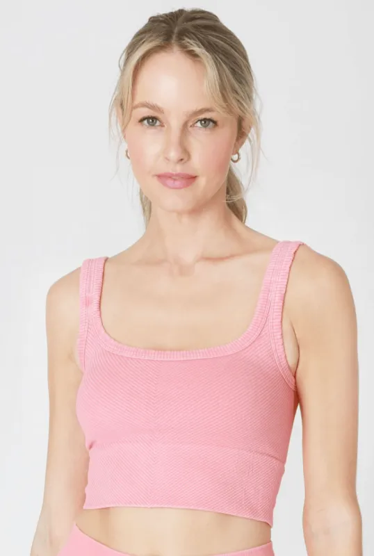 NIKIBIKI Vintage Soft Pink Cropped Chevron Tank sold by Boho Pink