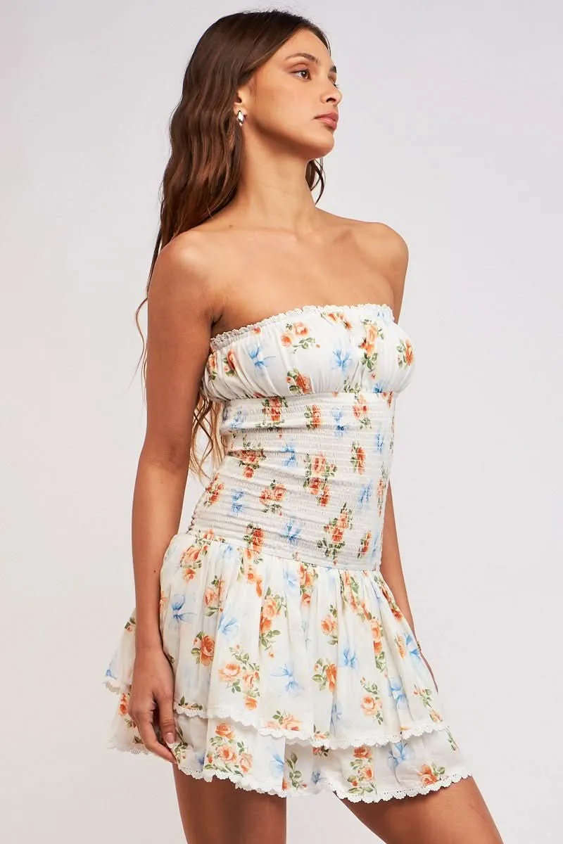 Lyla White Ribbon Strapless Drop Waist Mini sold by Boho Pink product image thumbnail 4