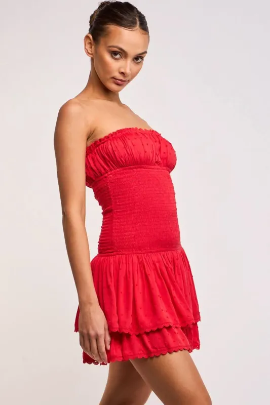 Lyla Red Strapless Drop Waist Mini made by Sky to Moon 