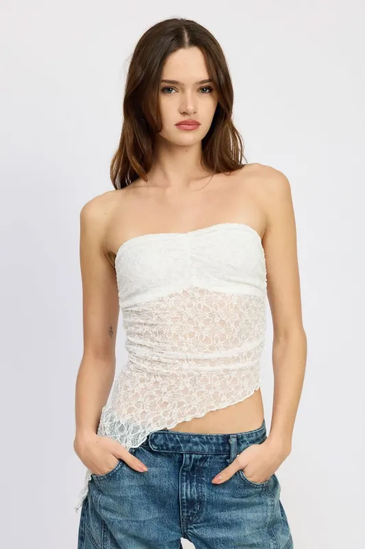 Paros White Sheer Lace Tube Top sold by Boho Pink