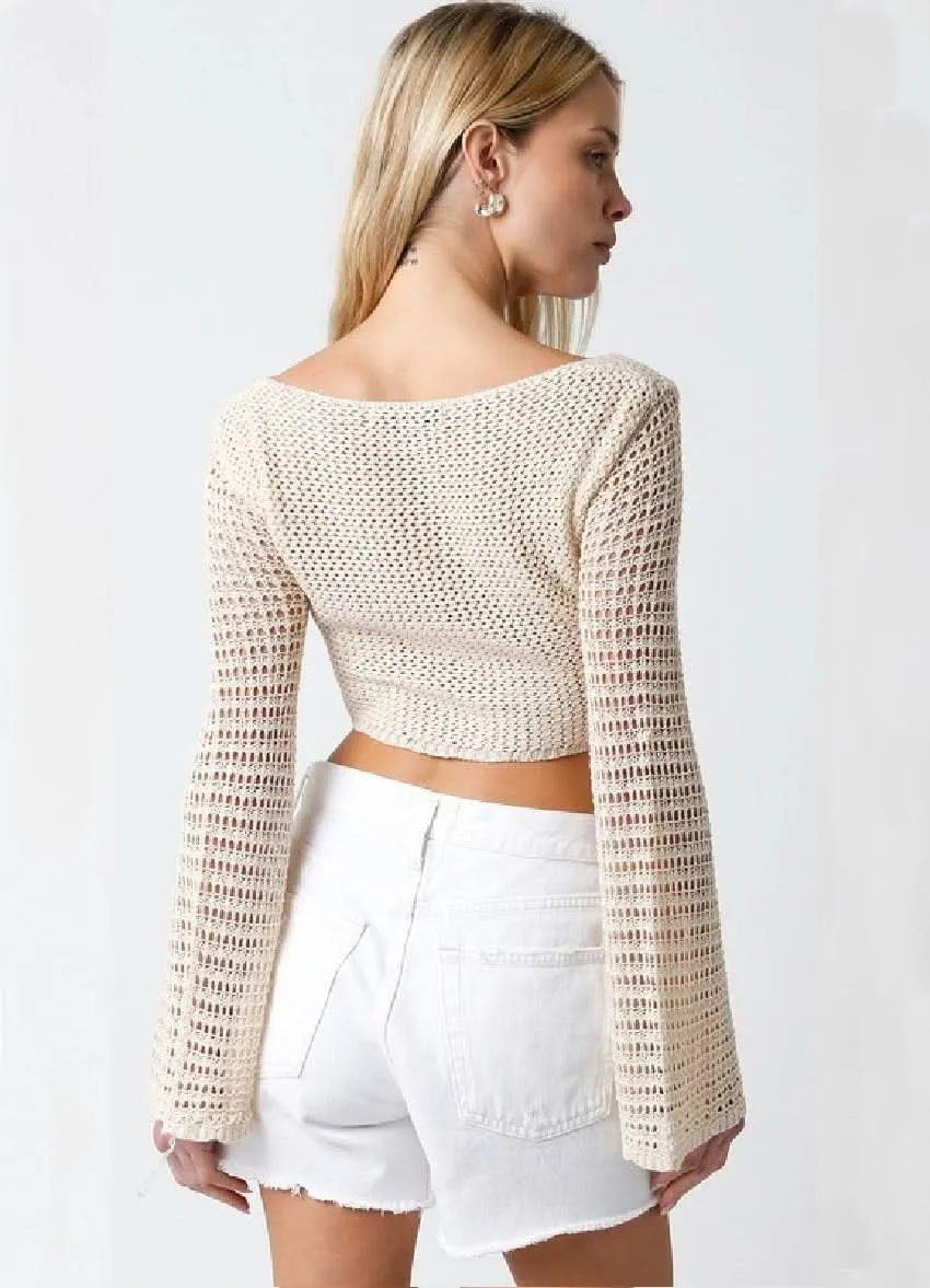 Sweet and Salty Natural Crochet Crop Top sold by Boho Pink product image thumbnail 2