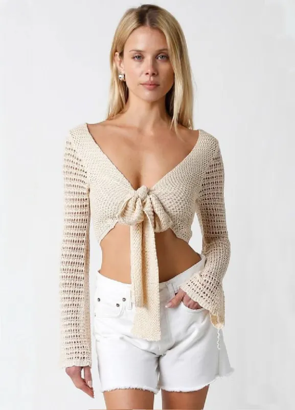 Sweet and Salty Natural Crochet Crop Top sold by Boho Pink