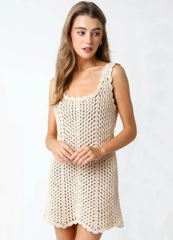 Mahalo Natural Crochet Cover Up Dress sold by Boho Pink