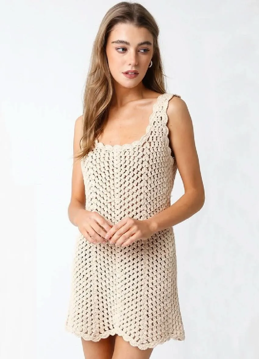 Mahalo Natural Crochet Cover Up Dress sold by Boho Pink