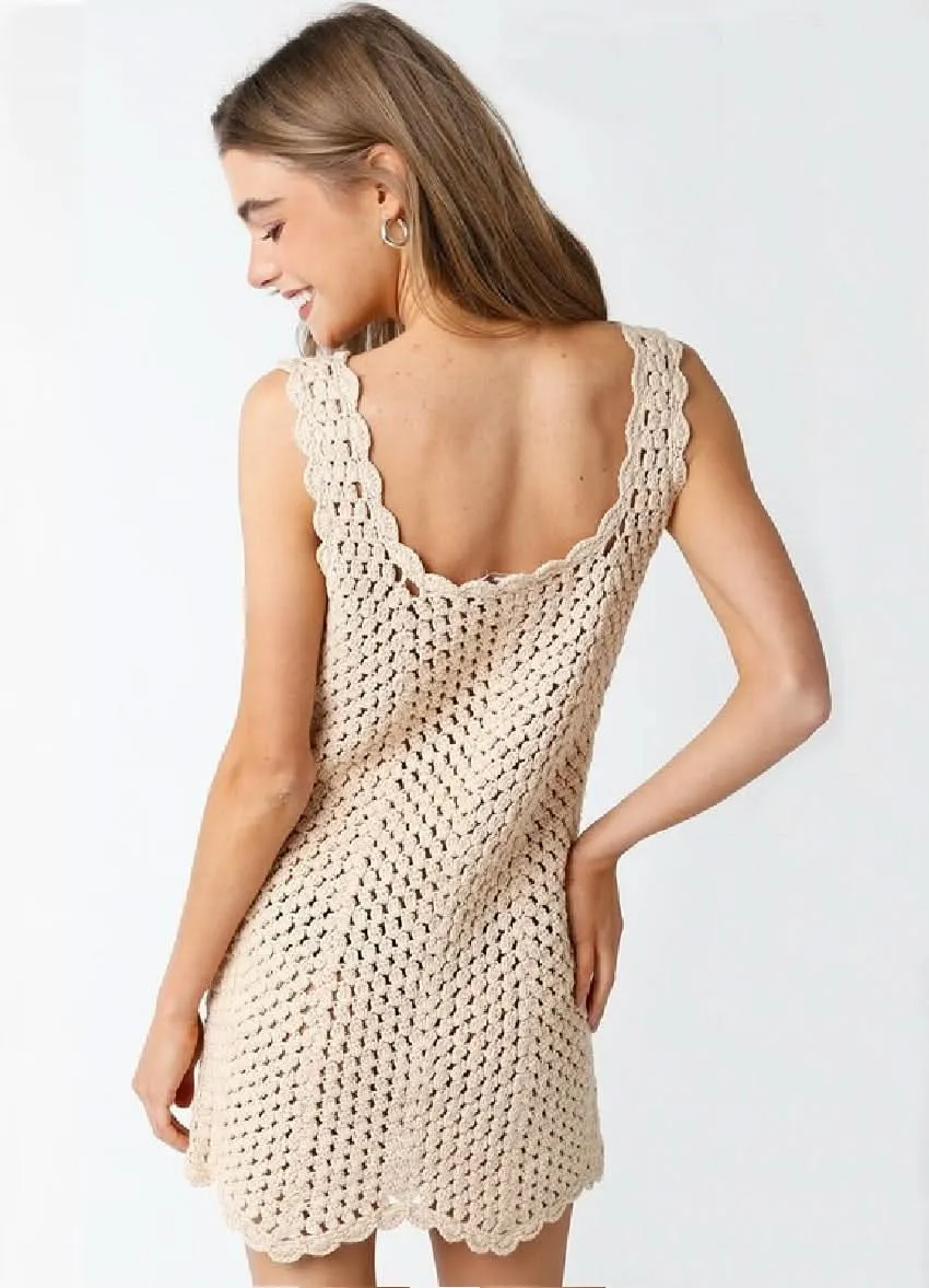 Mahalo Natural Crochet Cover Up Dress sold by Boho Pink product image thumbnail 2