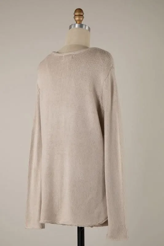 Hit The Beach Beige Lightweight Sweater sold by Boho Pink product image thumbnail 3