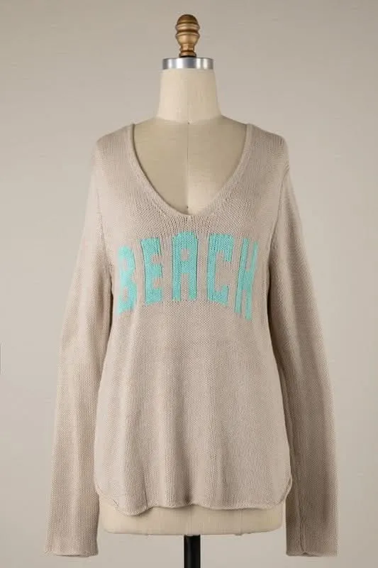 Hit The Beach Beige Lightweight Sweater sold by Boho Pink