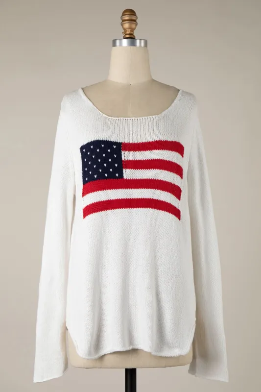 Miss Americana White Flag Sweater sold by Boho Pink