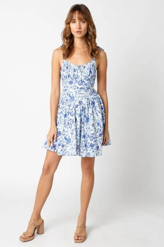 Chateau Dark Blue Floral Bustier Dress sold by Boho Pink product image thumbnail 2