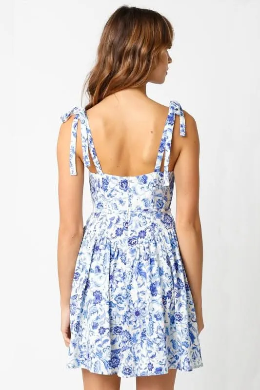 Chateau Dark Blue Floral Bustier Dress sold by Boho Pink product image thumbnail 4