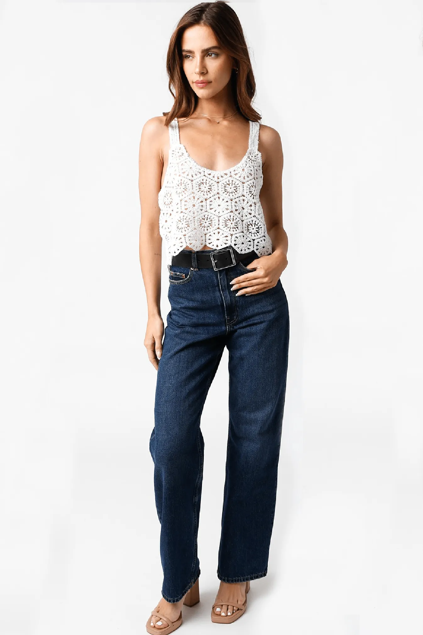 Maria White Sheer Crochet Top sold by Boho Pink product image thumbnail 3