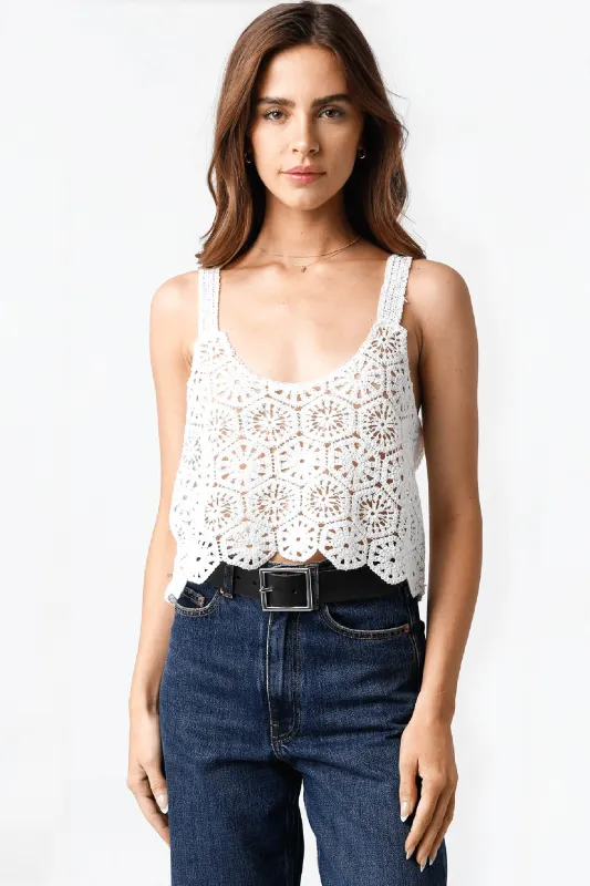 Maria White Sheer Crochet Top sold by Boho Pink