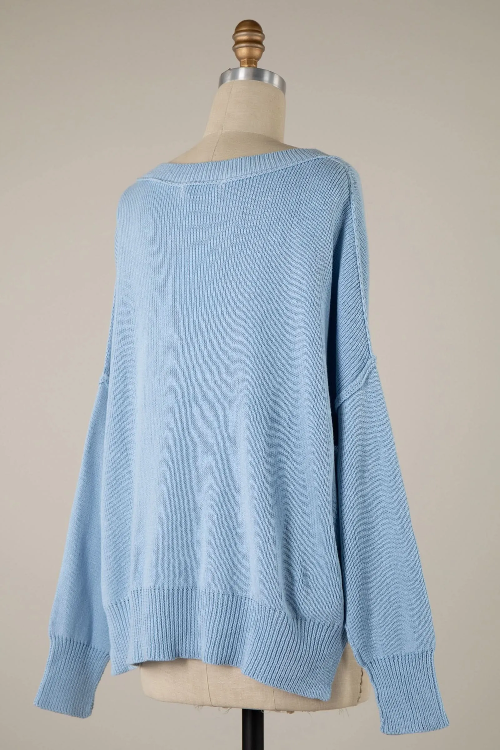 Coffee Date Light Blue Oversized Sweater sold by Boho Pink product image thumbnail 3