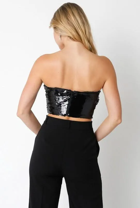 Late Night Black Sequin Tube Top sold by Boho Pink product image thumbnail 4