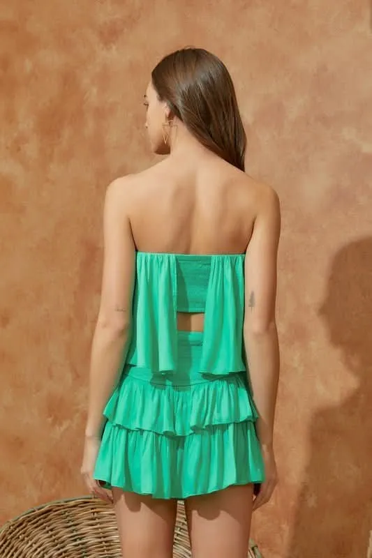 Monaco Aqua Green Strapless Romper sold by Boho Pink product image thumbnail 3