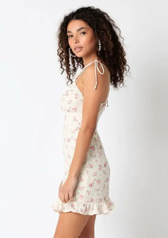 Lucia Cream and Pink Floral Mini Dress sold by Boho Pink product image thumbnail 2