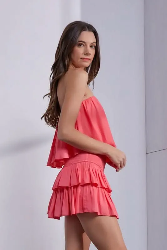 Monaco Coral Strapless Romper sold by Boho Pink product image thumbnail 2