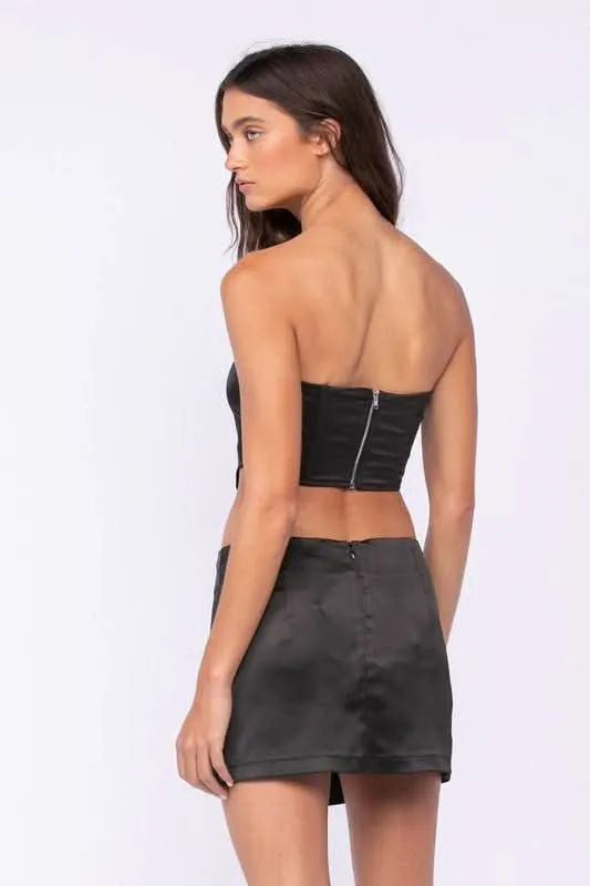 Portia Black Satin Corset Mini Dress Set sold by Boho Pink product image thumbnail 5