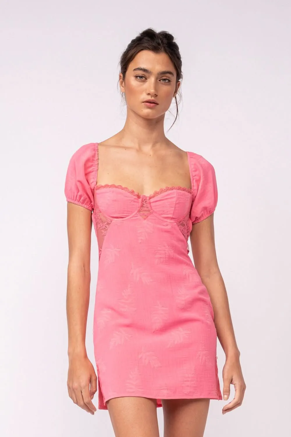 Delilah Pink Puff Sleeve Bustier Dress sold by Boho Pink