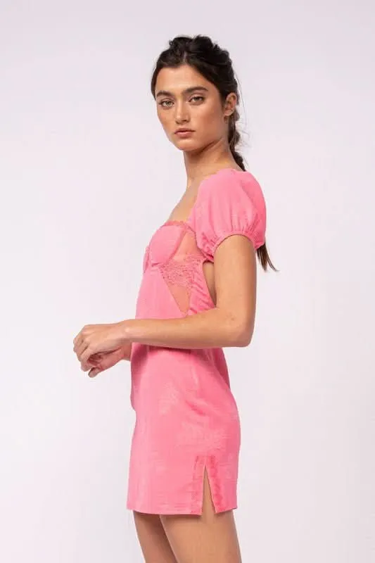 Delilah Pink Puff Sleeve Bustier Dress sold by Boho Pink product image thumbnail 3