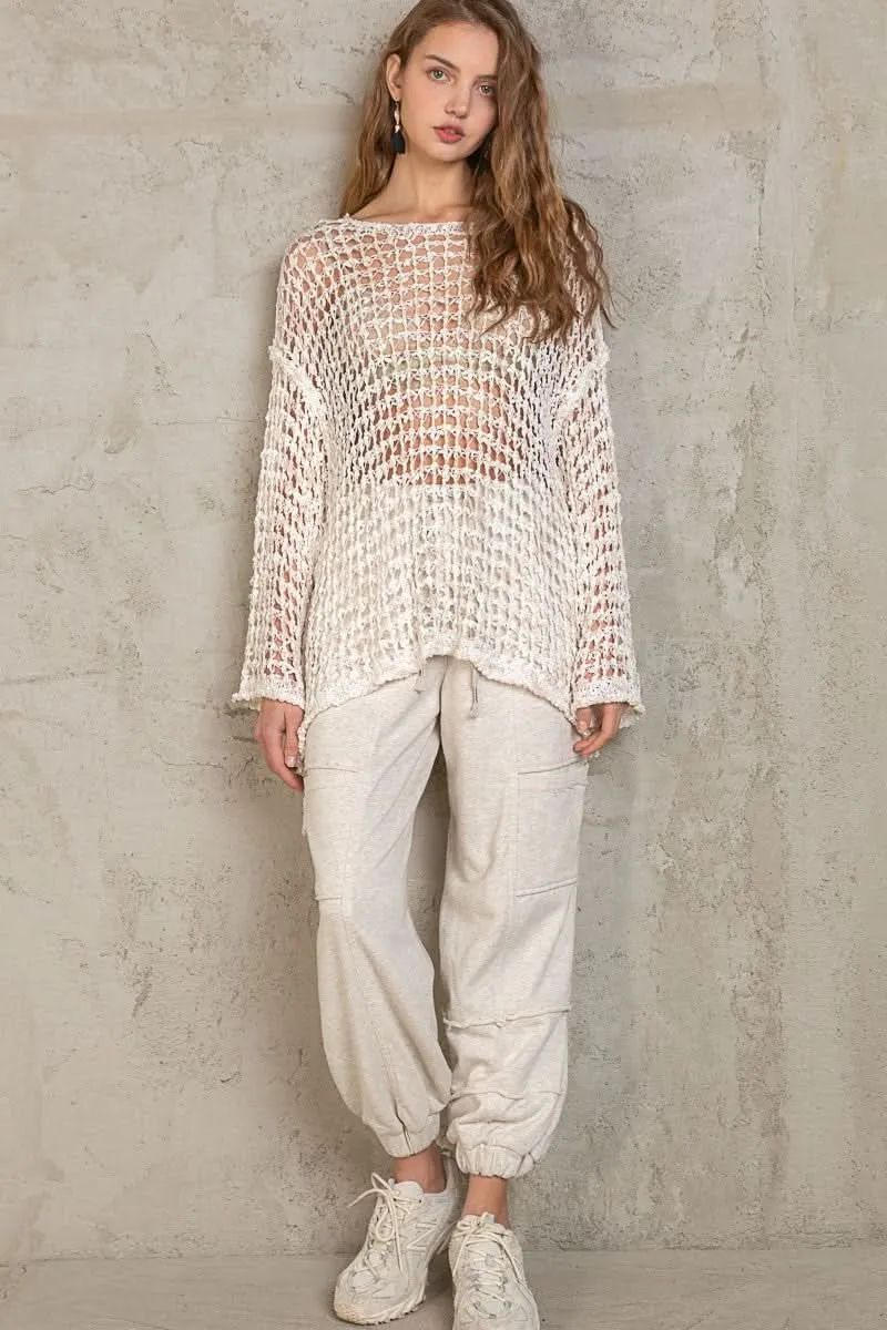 Lucky in Love White Oversized Crochet Sweater sold by Boho Pink product image thumbnail 3