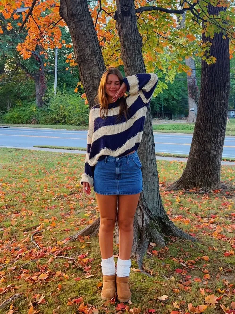 Poppy Navy and Cream Striped Oversized Sweater sold by Boho Pink