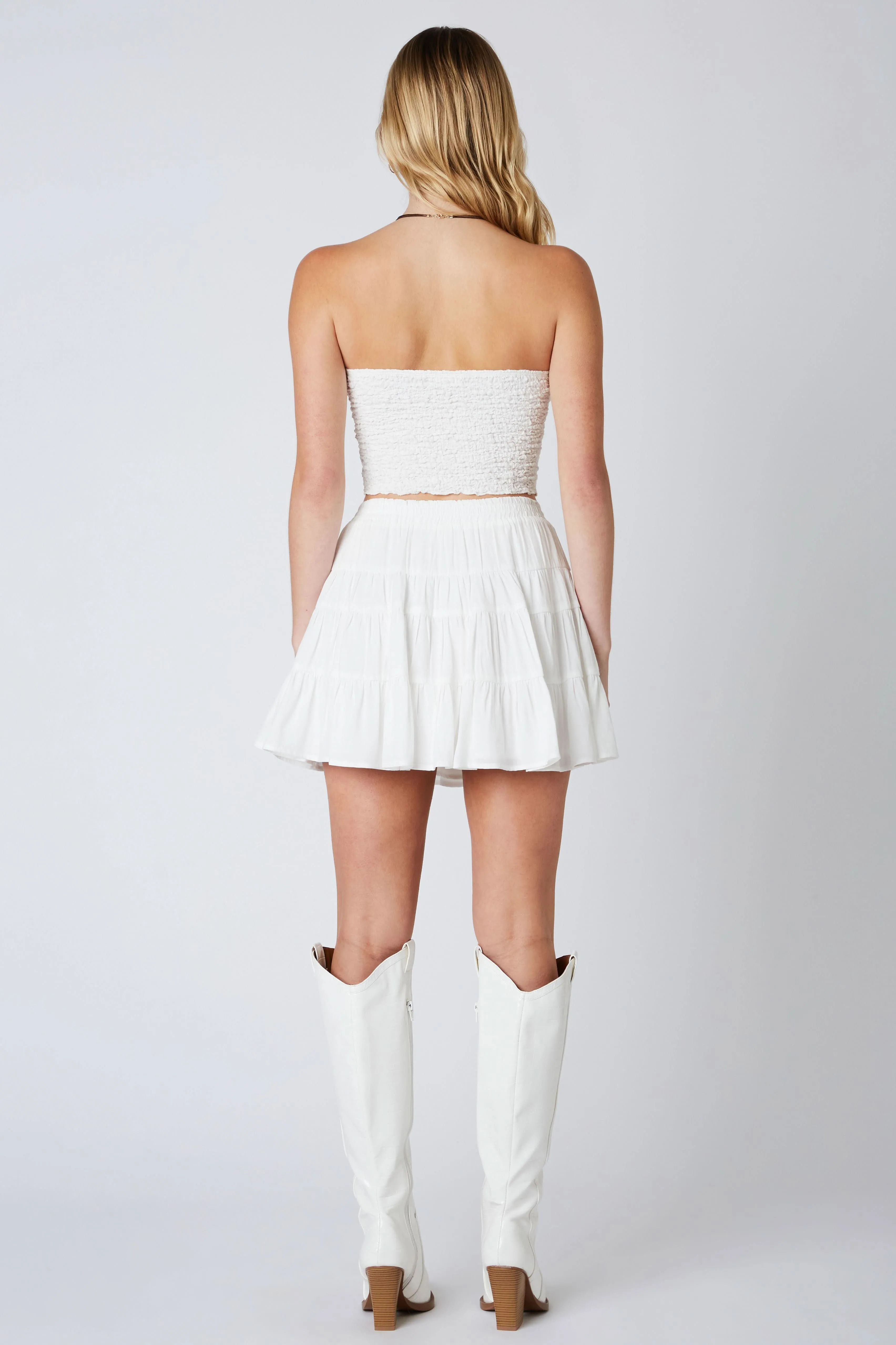 Vanessa White Tiered Mini Skirt sold by Boho Pink product image thumbnail 4
