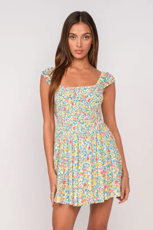 Lily White Floral Mini Dress sold by Boho Pink