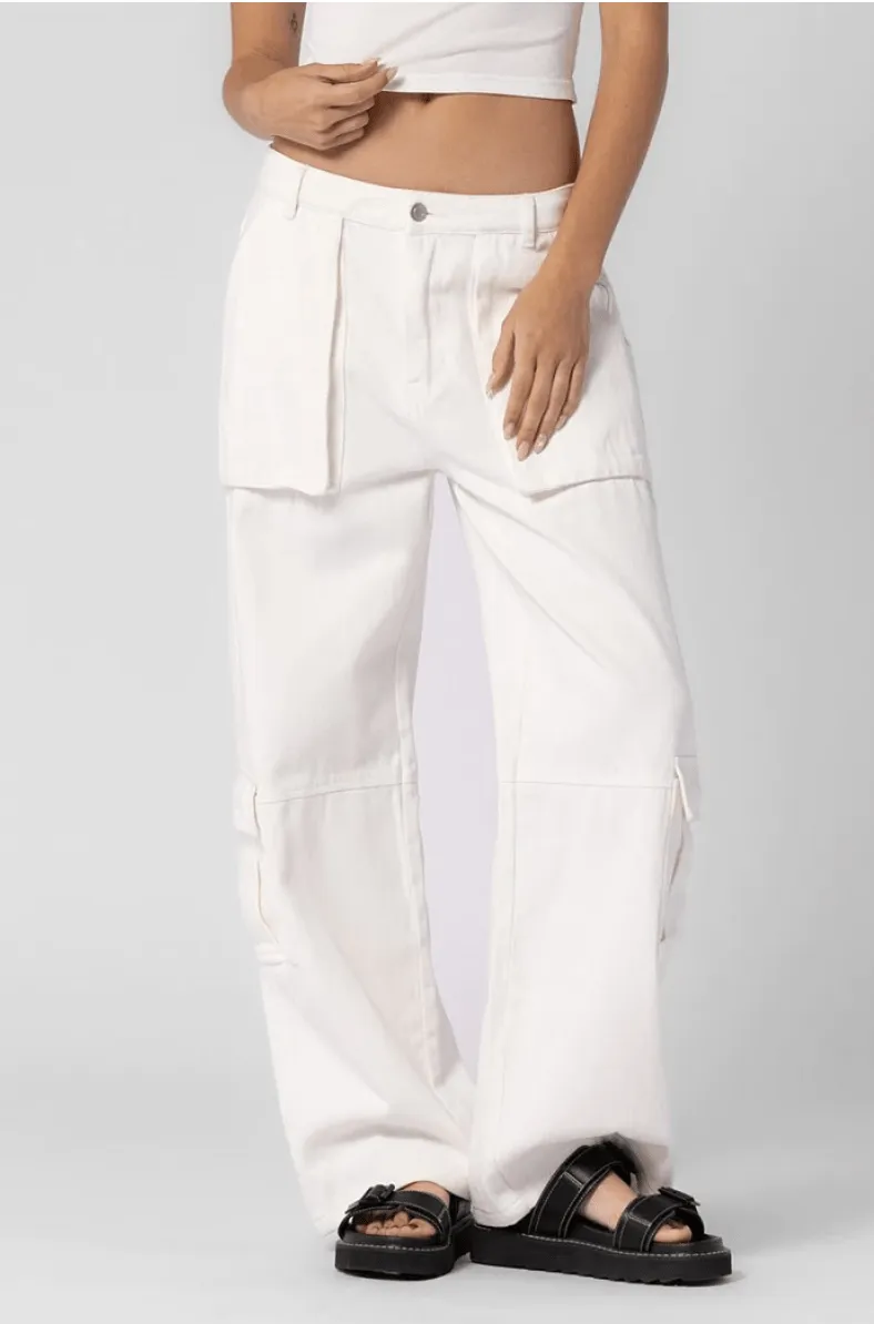 Jess White Low Rise Denim Cargo Pants sold by Boho Pink product image thumbnail 2