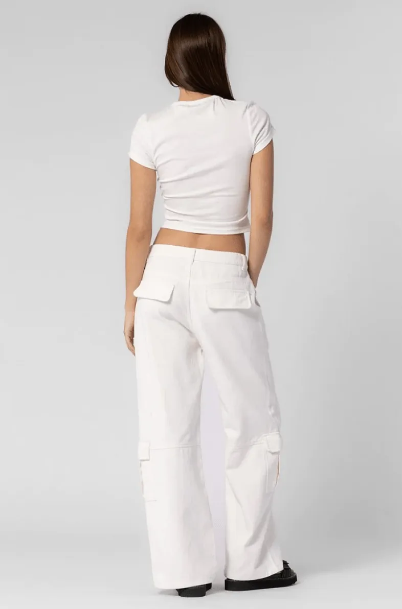 Jess White Low Rise Denim Cargo Pants sold by Boho Pink product image thumbnail 4