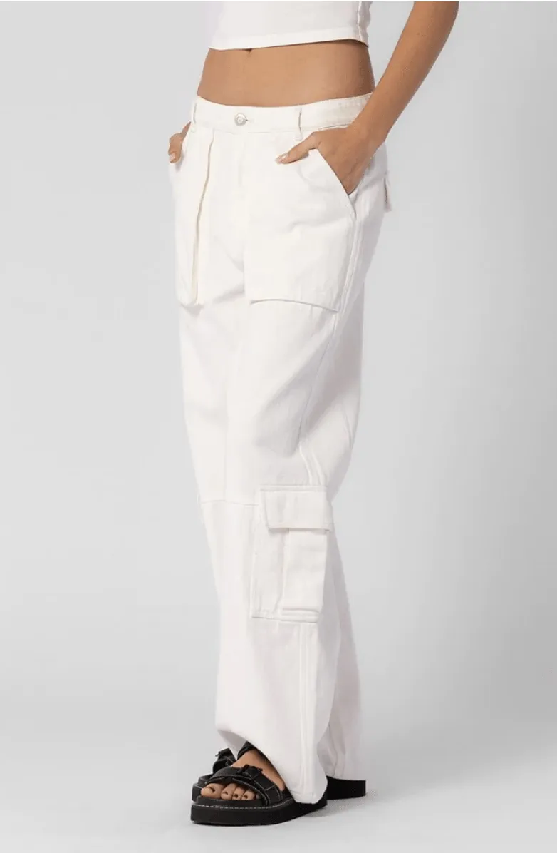 Jess White Low Rise Denim Cargo Pants sold by Boho Pink product image thumbnail 3