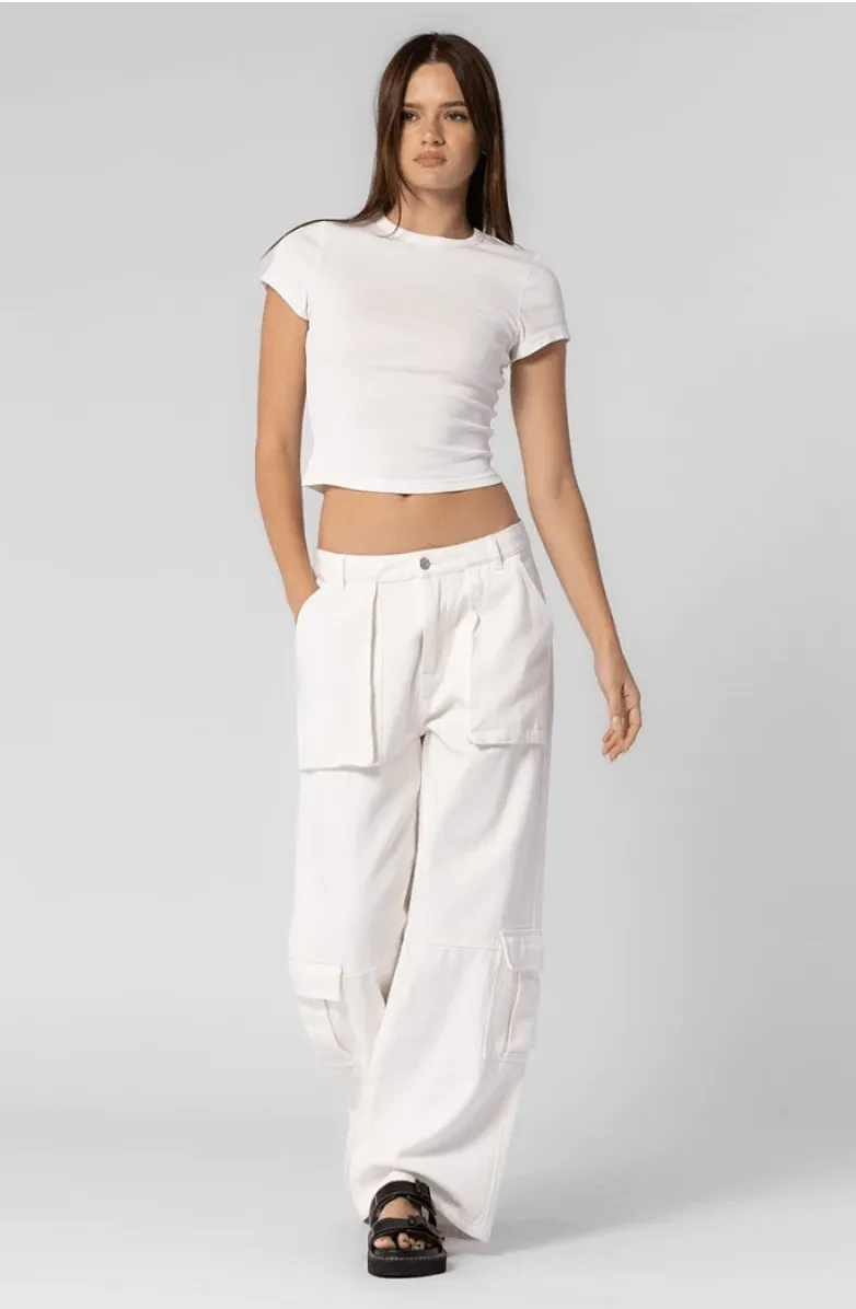 Jess White Low Rise Denim Cargo Pants sold by Boho Pink product image thumbnail 5