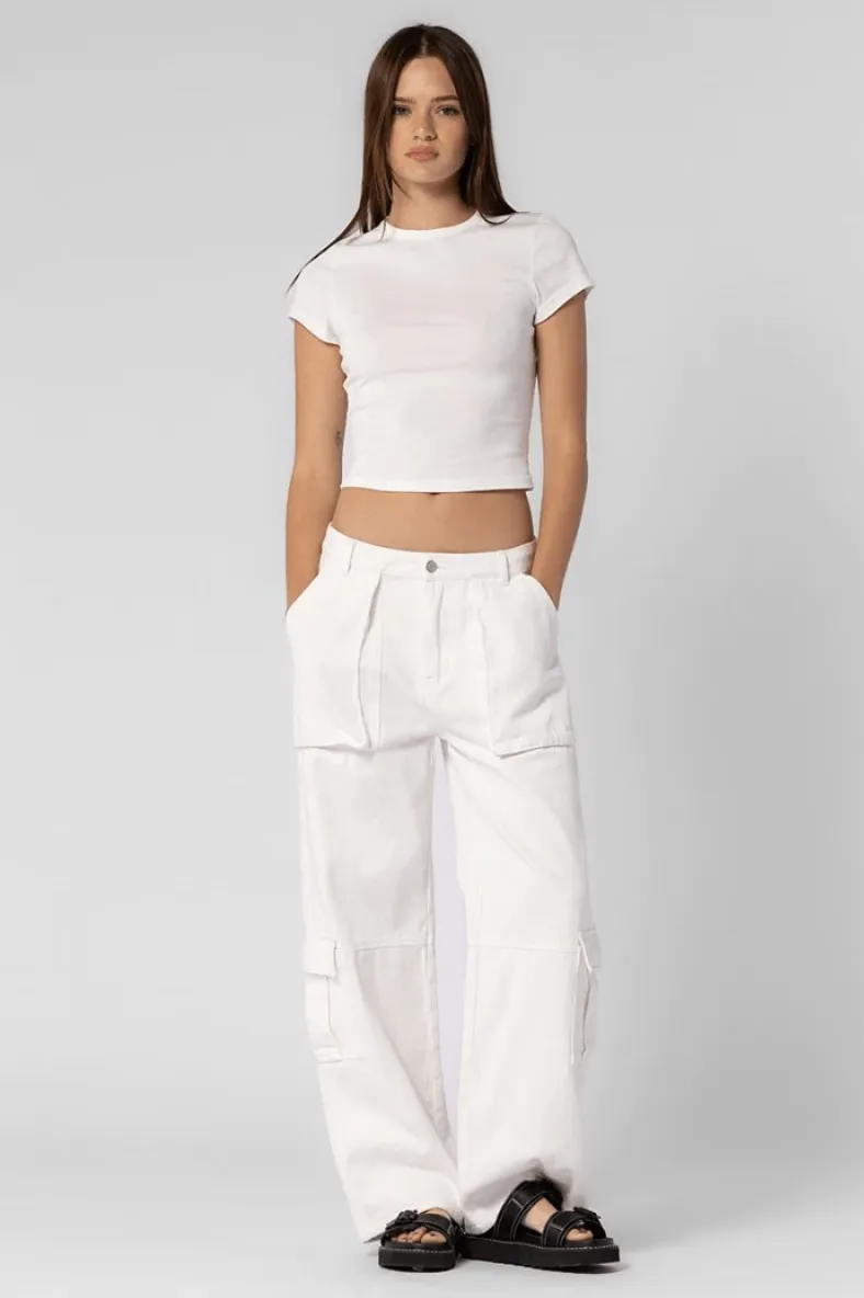 Jess White Low Rise Denim Cargo Pants sold by Boho Pink