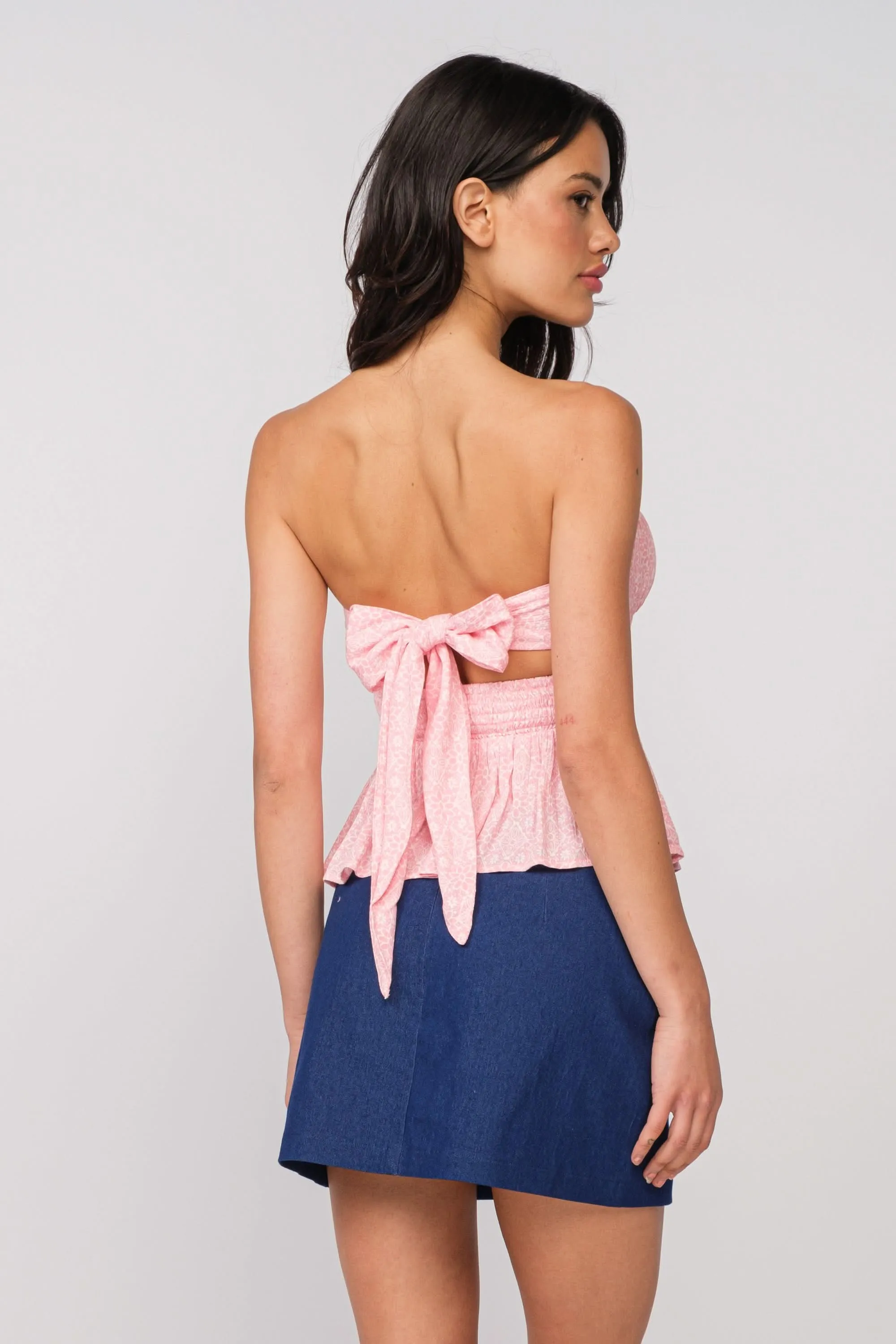 Amelia Light Pink Floral Strapless Top sold by Boho Pink product image thumbnail 5