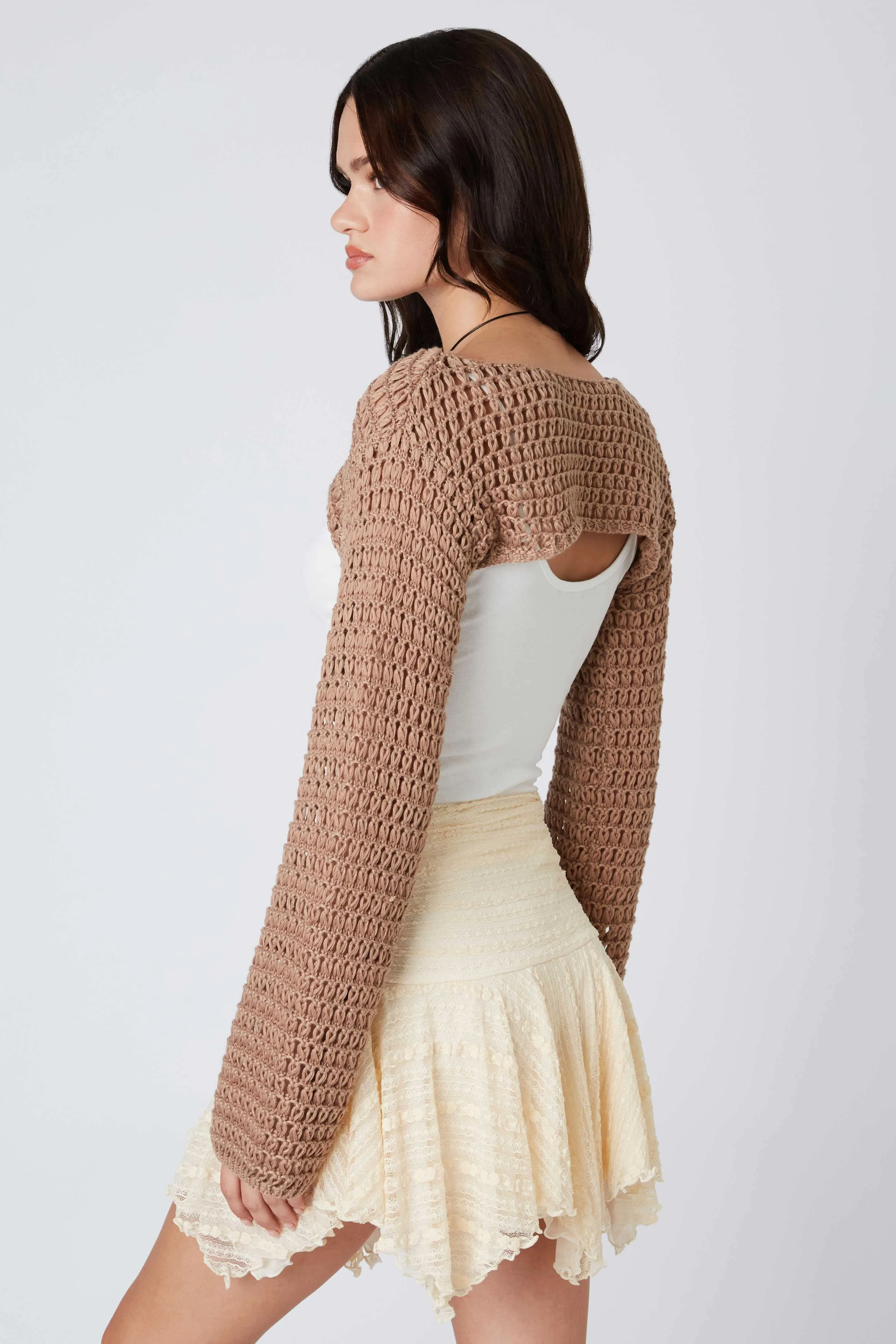 Savannah Mocha Crochet Shrug sold by Boho Pink product image thumbnail 5