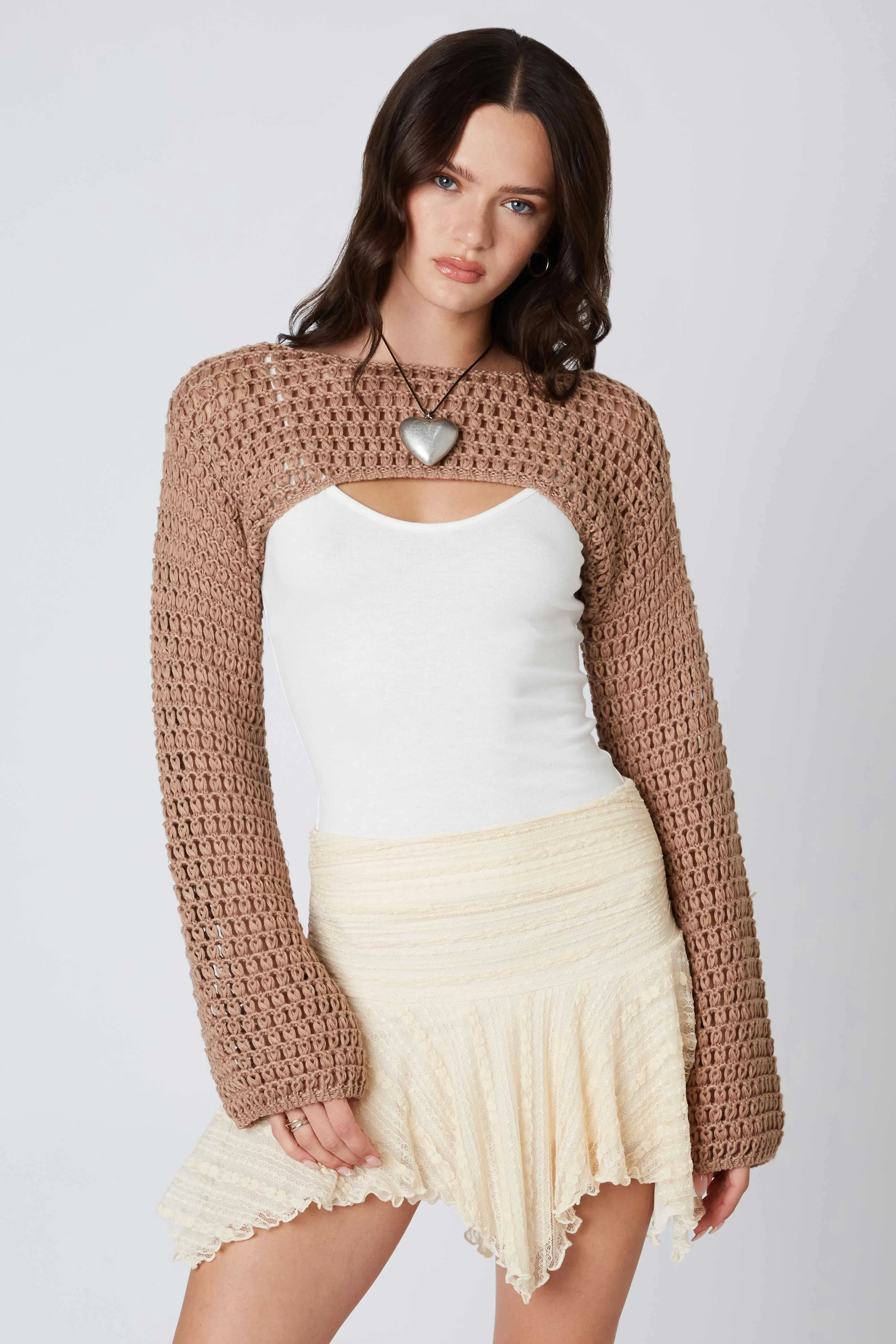 Savannah Mocha Crochet Shrug sold by Boho Pink product image thumbnail 3