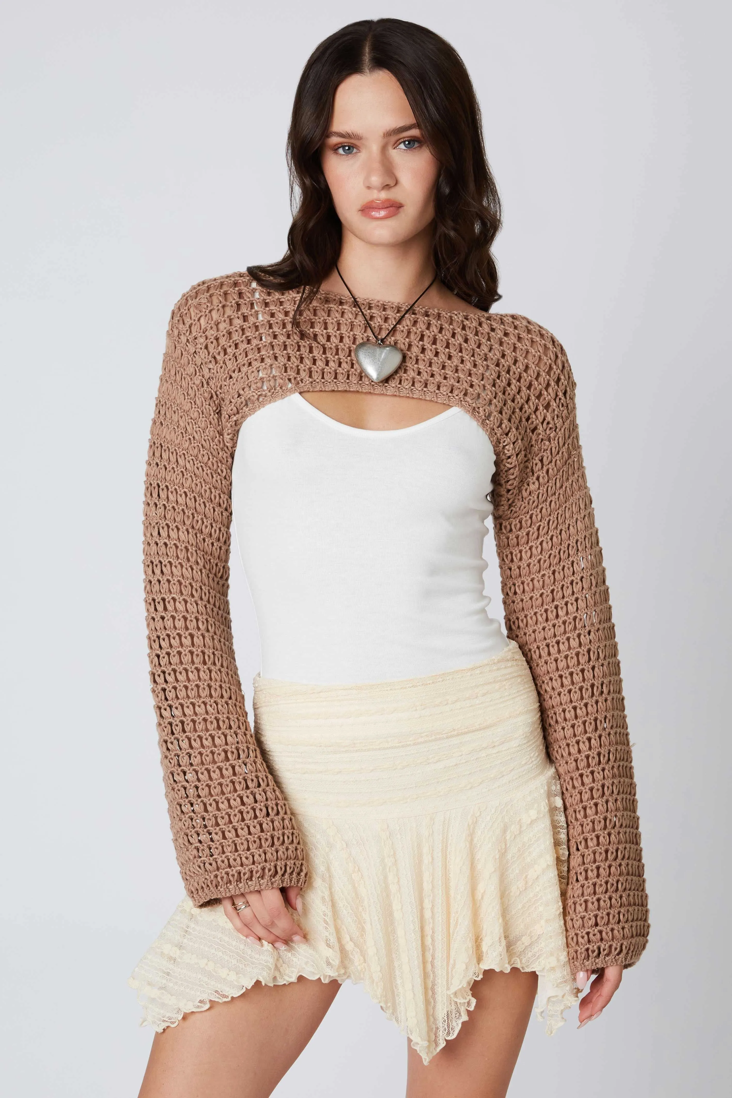 Savannah Mocha Crochet Shrug sold by Boho Pink product image thumbnail 2