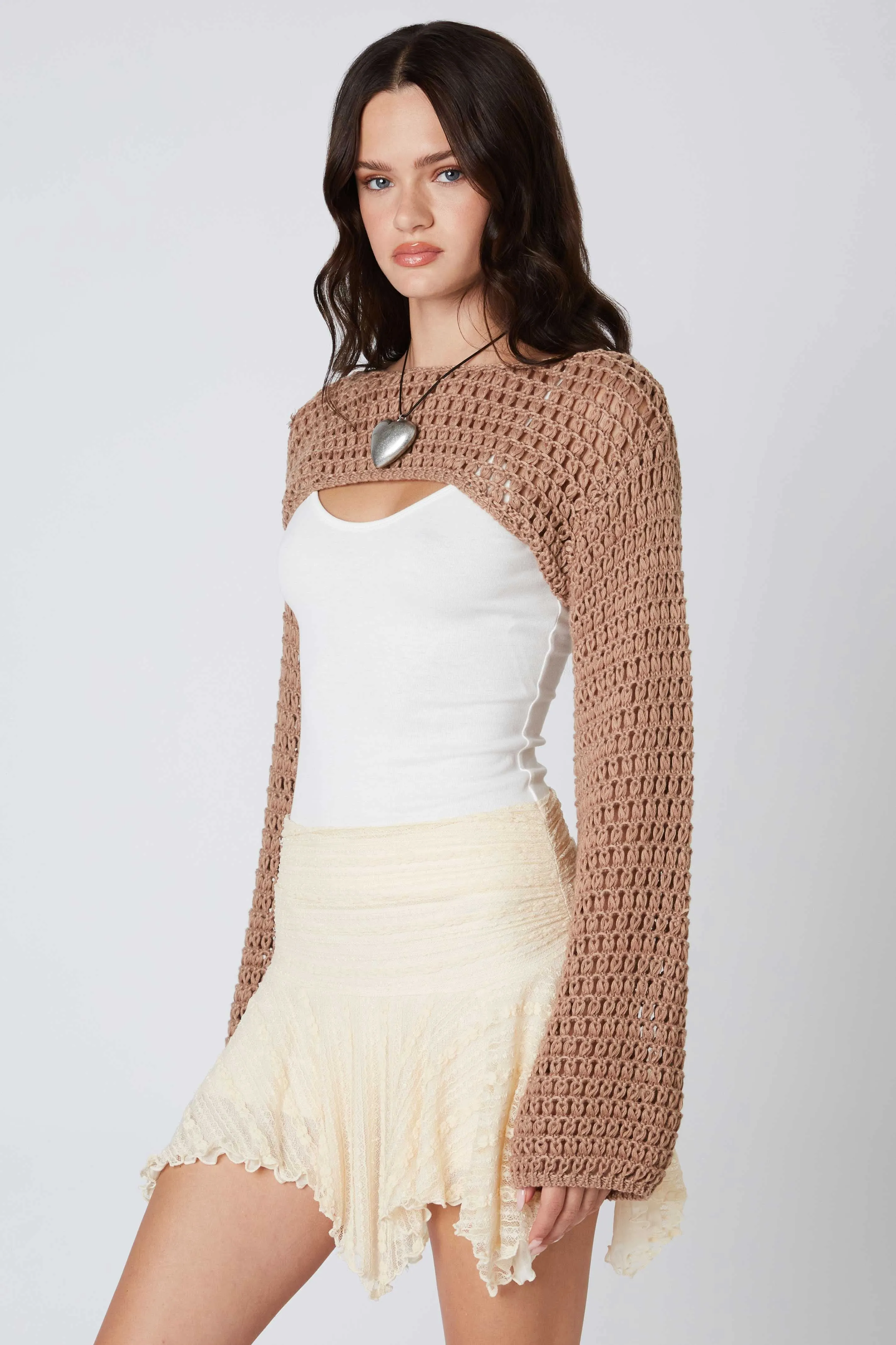 Savannah Mocha Crochet Shrug sold by Boho Pink product image thumbnail 4