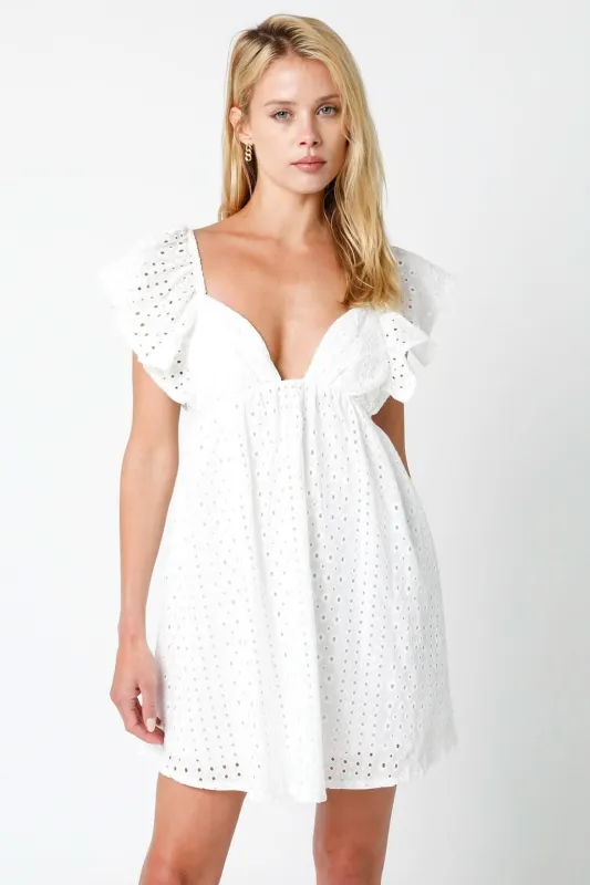 Ramona White Eyelet Mini Dress made by Olivaceous