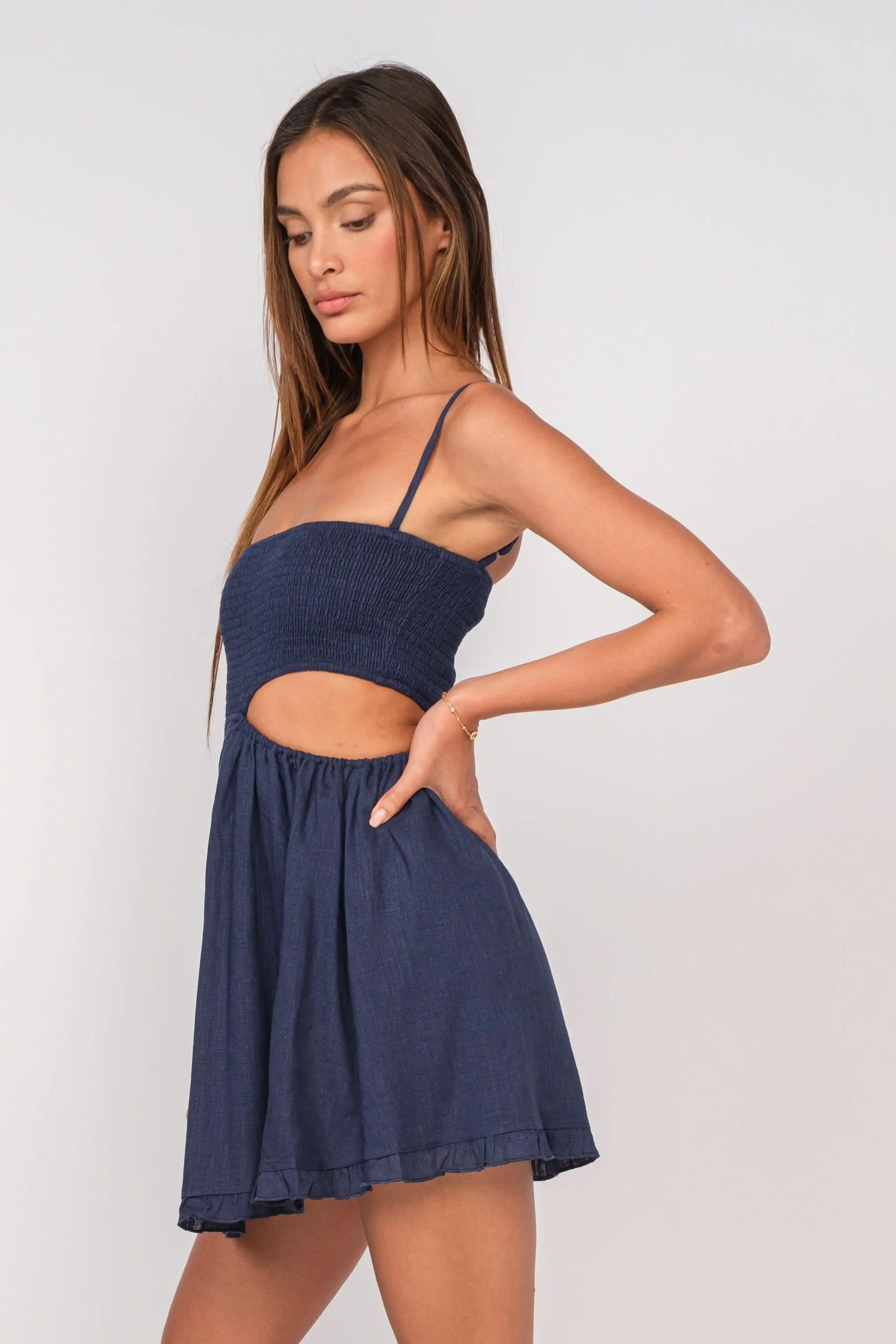 Nadia Navy Blue Cutout Mini Dress sold by Boho Pink product image thumbnail 3