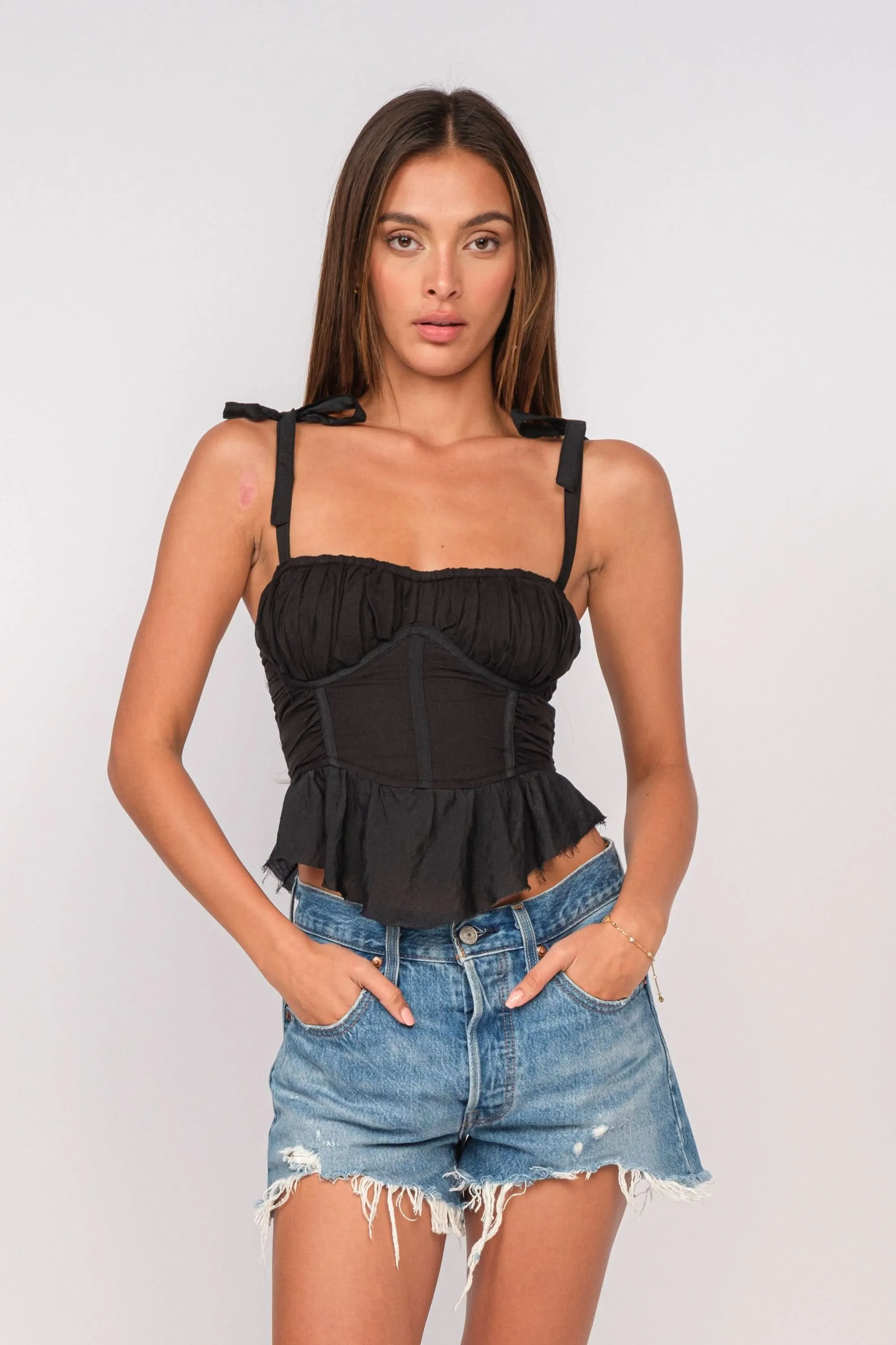 Elyse Black Peplum Top sold by Boho Pink product image thumbnail 4