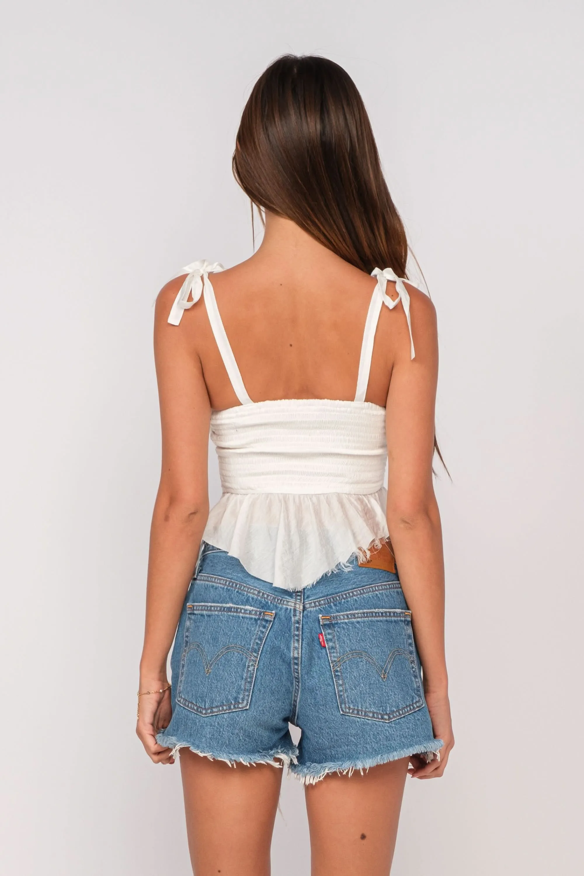 Elyse White Peplum Top sold by Boho Pink product image thumbnail 4