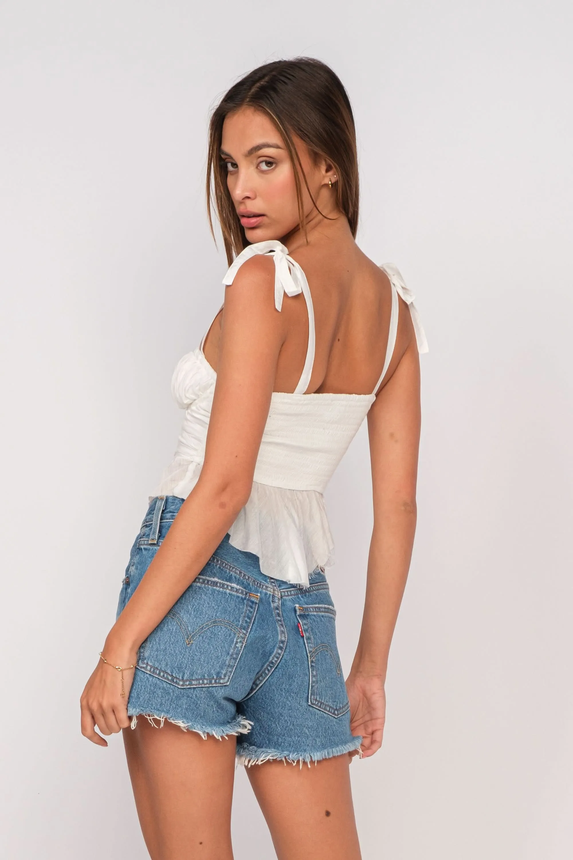 Elyse White Peplum Top sold by Boho Pink product image thumbnail 3