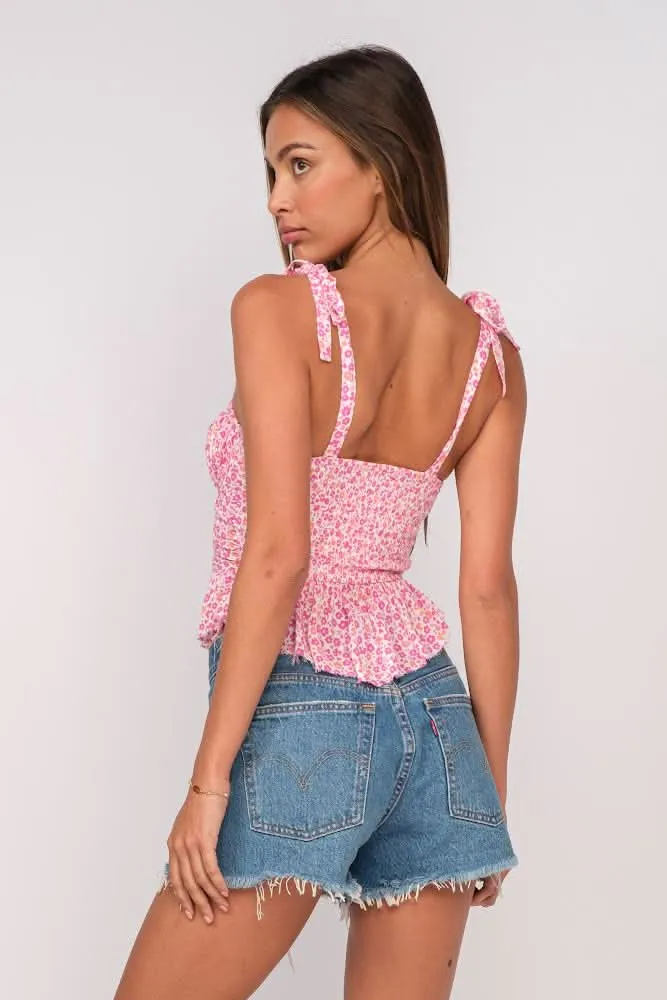 Elyse Pink Floral Peplum Top sold by Boho Pink product image thumbnail 3