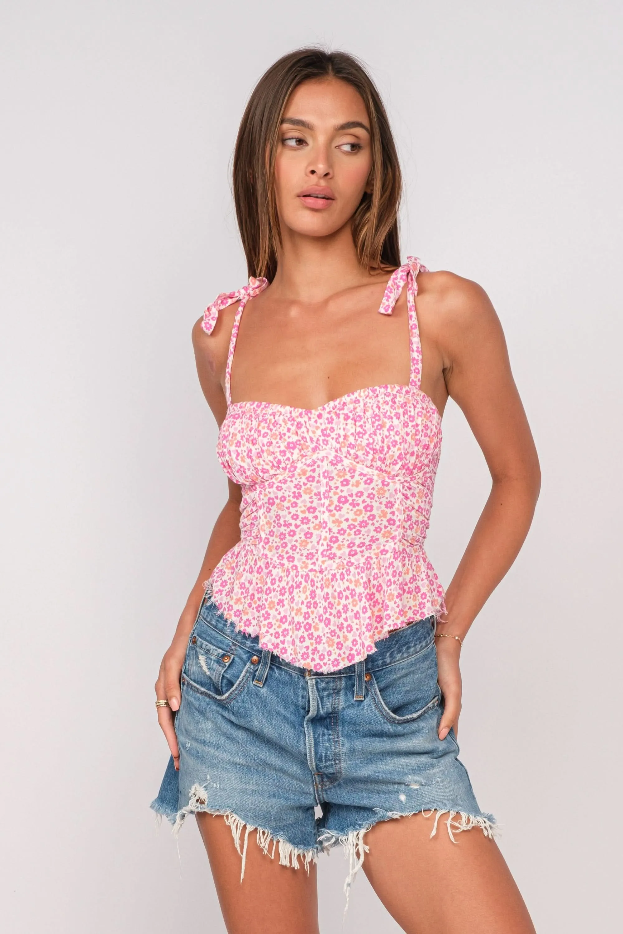 Elyse Pink Floral Peplum Top sold by Boho Pink product image thumbnail 2