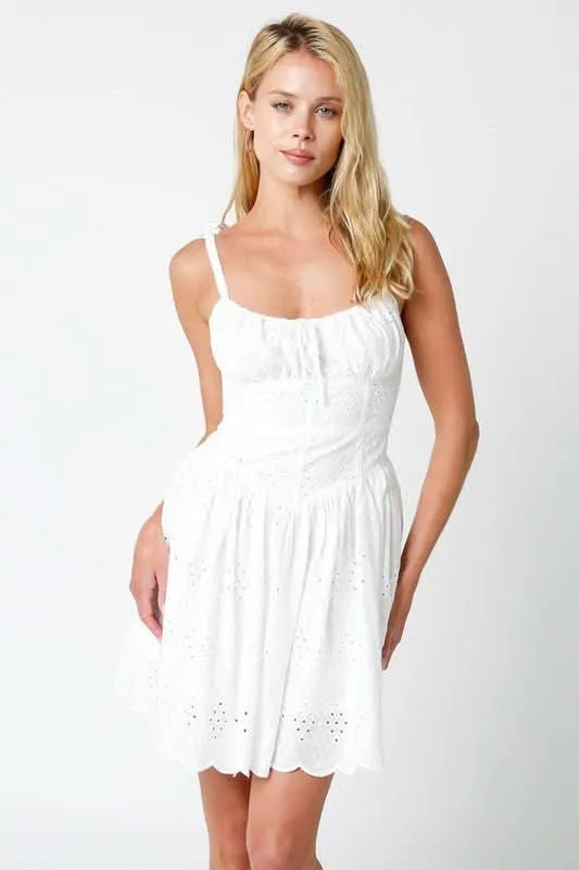 Chateau White Eyelet Bustier Dress sold by Boho Pink
