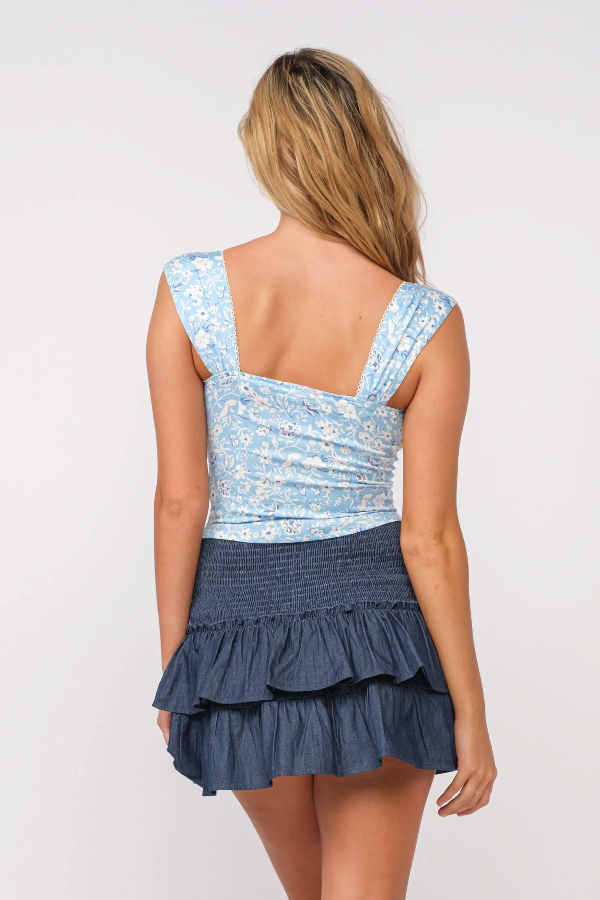Selma Light Blue Floral Corset Top sold by Boho Pink product image thumbnail 2